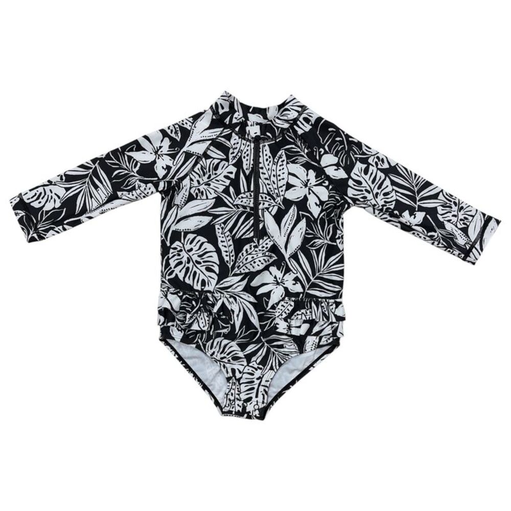 Member's Mark Baby Girls UPF 50+ Rashguard One-Piece Swimsuit - Black